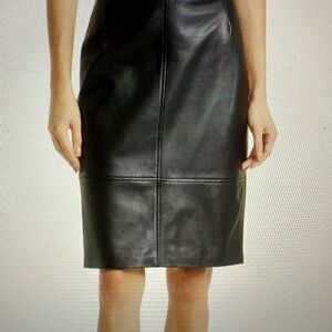 Boss Black Leather Pencil Skirt